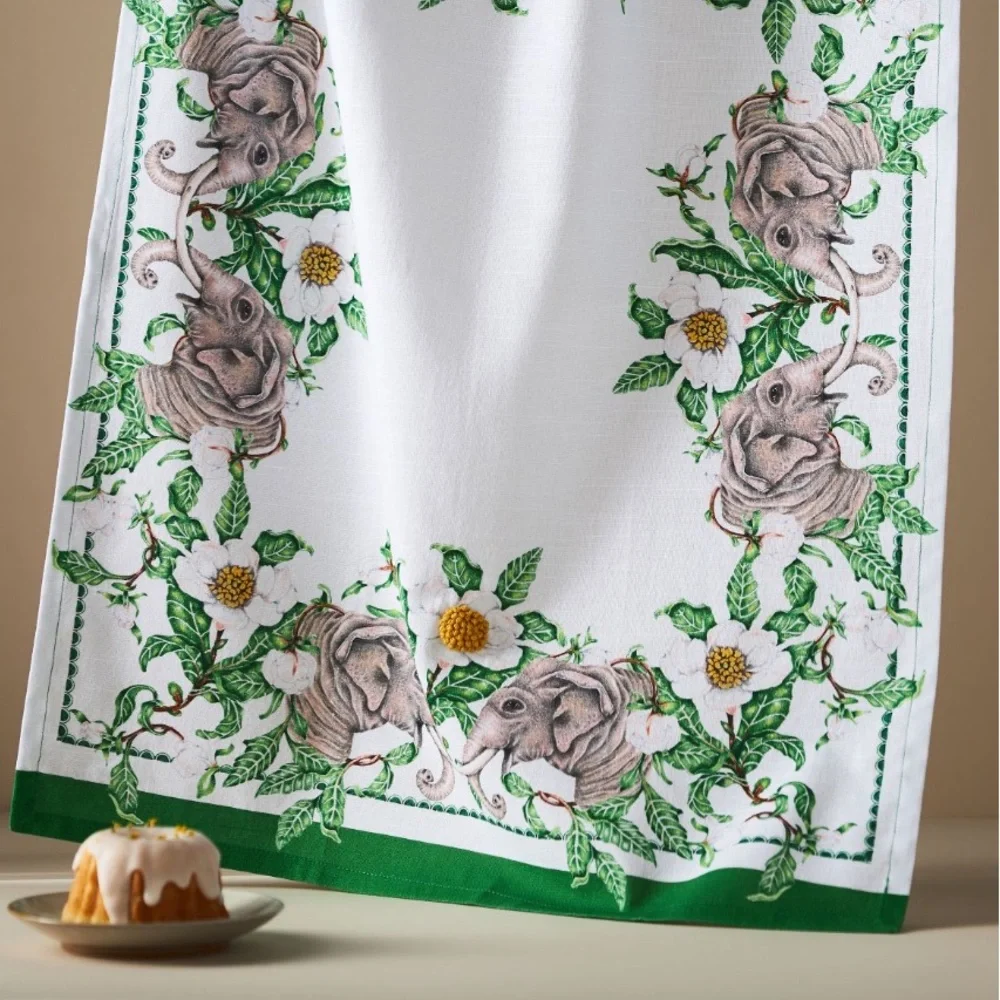 Lou Rota twin Elephants dish towel